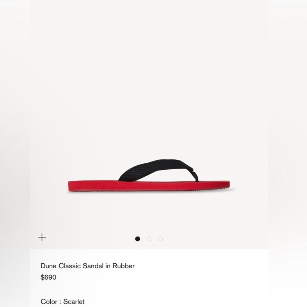 Dune Classic Sandal in Rubber Red Flip Flops with Black Straps - Picture 2 of 8
